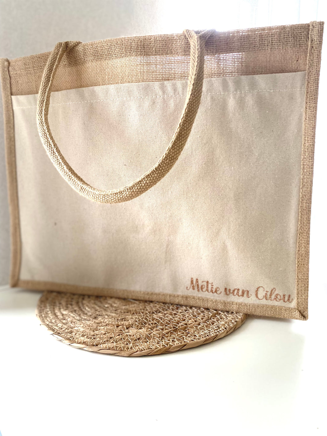 Jutte shopper met bedrukking